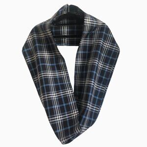 Handmade Infinity Scarf Navy Blue Tartan Plaid Unisex 33"x10"